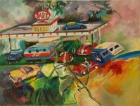 Stilleven met blikken garage